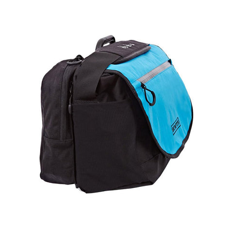 S-Bag lagoon blue, avec structure, bandouillère, housse imperméable, ciuverture noire