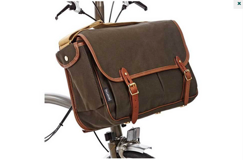 Brompton Game Bag - Waxed Peat Green, avec structure et housse imperméable